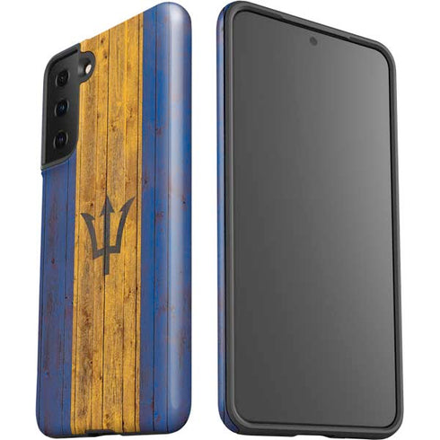 Barbados Flag Dark Wood Galaxy S21 Plus 5G Pro Case